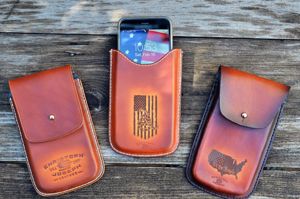 Teléfono móvil Hombres Cinturón de cuero Riñonera Negro Deportes de lujo Correa de cadera para bolsa Correr Personalizar Bolsas personalizadas Aim Sports - Product Image 1