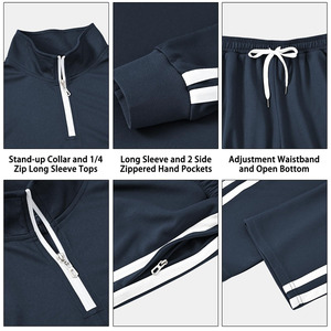Nouveau design survêtement en coton polaire pour hommes noir sweats à capuche à manches longues avec fermeture éclair motif solide entraînement de fitness ensemble de deux pièces - Product Image 6