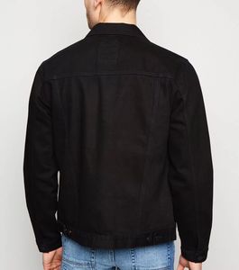Veste en jean pour garçons, nouvelle collection 2026, denim noir personnalisé, vente en gros, veste en jean pour hommes, solide, déchirée, boutonnée, détail à rabat, veste d'hiver blanche - Product Image 4