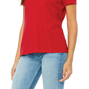 Camiseta blanca con cuello en V para mujer 100 por ciento Airlume algodón peinado manga corta Jersey ligero ropa informal con estilo - Product Image 4