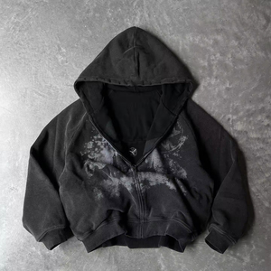 ผู้ผลิตเสื้อผ้า OEM รับทำโลโก้ปัก ออกแบบลายพิมพ์ดิจิทัล เสื้อผ้าสตรีทแวร์แฟชั่น ผ้าฝ้าย 100% เสื้อฮู้ดซิปสำหรับฤดูหนาว - Product Image 2