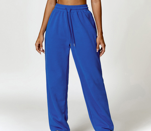 Pantalons de survêtement larges pour femmes, pantalons de jogging, poches décoratives, motif logo, tricot épais en polaire, 100% coton, vêtements décontractés - Product Image 6