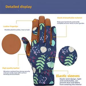 Gants de jardin en cuir imprimés personnalisés, élégants, durables, anti-chimiques, respirants pour femmes, pour le confort et la protection lors de toutes les tâches de jardinage - Product Image 2