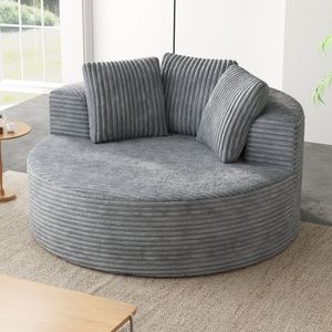 Canapé d'appoint rond côtelé avec coussins pour appartement, hôtel, mobilier d'intérieur, fourniture contractuelle - Product Image 5