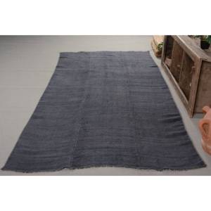 Alfombra turca Vintage moderna de 5,2x11,2 pies, lana hecha a mano, patrón de retazos rectangular grande, negro para pasillo de noche, nuevo lanzamiento - Product Image 2