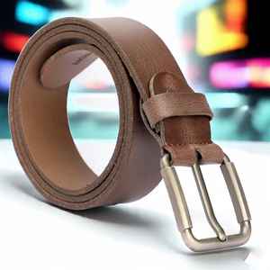 Cinturón de cuero con hebilla personalizada, cinturón de cuero con hebilla de aleación, cinturón de cuero clásico para vestido de Color sólido unisex - Product Image 6