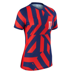 Men's Red And Navy Geometric <b>Soccer</b> Jersey Short Sleeve Crew Neck Moisture Wicking Fitted Polyester Adult Sport Apparel - Product Image 3