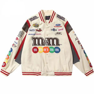 100% Cotton Motorcycle <b>Jacket</b> Custom Embroidery logo Patch All Over Vintage Nascar Race <b>Jacket</b> Unisex Pakistan - Product Image 3