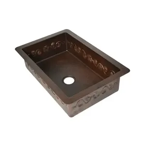 Fregadero de cobre de forma redonda Diseño único y atractivo para la decoración de la cocina Artesanías de tendencia superior Lavabo y fregadero de cobre - Product Image 3