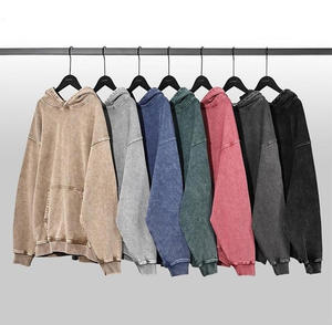 Sweats à capuche surdimensionnés délavés à l'acide délavés 500gsm 100% coton grande taille pull lourd en détresse Vintage sweat à capuche délavé à l'acide - Product Image 3