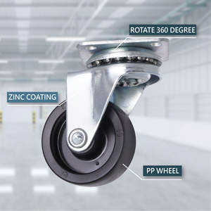 1.5 Inch Light Duty Swivel Plate Caster <b>Wheel</b> PP Furniture Castor with Steel Bracket for Shelf Cabinet <b>Cart</b> - Product Image 3