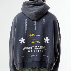 Nouveau Streetwear 500GSM coton noir pull Baggy à capuche broderie personnalisée sérigraphie sweats à capuche pour hommes - Product Image 2