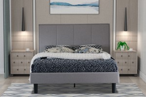 Meilleur prix pour le lit Alex au design moderne, en bois massif, avec cadre en mousse, lits rembourrés de haute qualité en tissu velours - Product Image 2