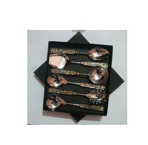 Stainless Steel <b>Salad</b> Serving <b>Spoon</b> With Brass Handle for Hotel at Design Table Serving <b>Spoon</b> for use - Product Image 2