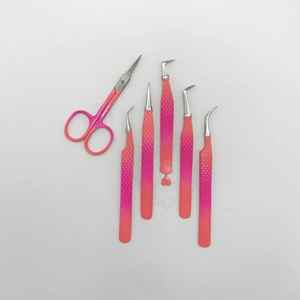 Pinzas para Pestañas de Acero Inoxidable con Punta de Fibra Antiestática, Logotipo Privado al por Mayor, Colores Personalizados, Fácil de Usar, Pinzas para Pestañas de 90 Grados - Product Image 2