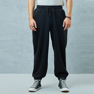 Pantalon de survêtement décontracté pour homme en molleton 100 % coton respirant, coupe ample, style hip-hop, avec cordon de serrage et poches, coupe-vent - Product Image 1