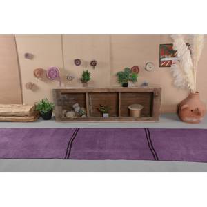 Alfombra turca rectangular grande Vintage moderna de 2,9x13,4 pies, diseño de retazos morados, respaldo de látex de lana para entrada, pasillo y habitación - Product Image 1