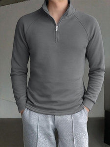 Custom Men's Porter Hoodies with 14 Zip <b>Mock</b> <b>Neck</b> Polyester Cotton Fleece Pullover Sweatshirt Printed Pattern for Autumn Jogging - Product Image 3