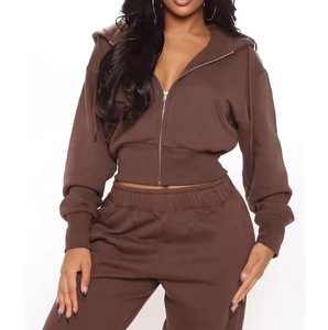 Ensemble de survêtement décontracté 2 pièces pour femme, couleur unie, printemps, écologique, léger, avec sweat à capuche et sweat-shirt personnalisables - Product Image 5