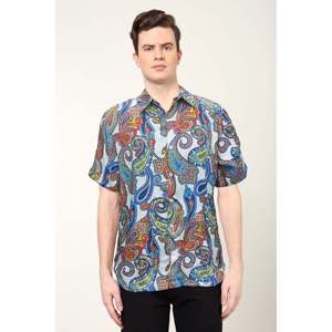 YASH GALLERY Camisa de poliéster regular con estampado abstracto para hombre Tallas de 30 pulgadas de longitud Opciones multicolores disponibles - Product Image 4