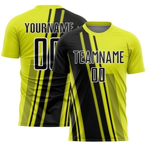 ชุดเสื้อฟุตบอลสีเขียวเหลืองชุดเสื้อโพลีเอสเตอร์แบบแห้งเร็วแบบพรีเมียมชุดสร้างแบรนด์แบบกำหนดเองพร้อมพิมพ์โลโก้หมายเลขชื่อ - Product Image 4
