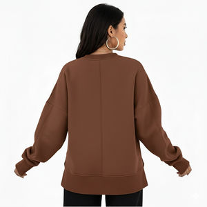 Sudaderas de gran tamaño a la moda cuello redondo letras bordadas suelta hombro caído manga larga personalizado mujer algodón pulóver sudadera - Product Image 2