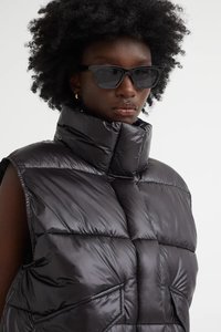 Chaqueta de burbujas sin mangas para mujer, chaleco acolchado de burbujas, Logo OEM, color negro, para invierno - Product Image 4