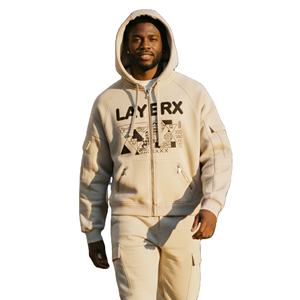 เสื้อฮู้ดดี้ผู้ชาย น้ำหนัก 500 กรัม ผ้าโพลีเอสเตอร์/คอตตอน เฟรนช์เทอร์รี่ ทรงหลวม แบบครอป 3 มิติ สำหรับงานปัก เสื้อพูลโอเวอร์ ฤดูหนาว - Product Image 1