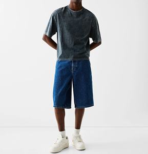 DTG T-shirts pour hommes personnalisés T-shirt oversize lourd coupe carrée avec décoloration au soleil T-shirt pour hommes avec logo et lavage à l'acide - Product Image 2
