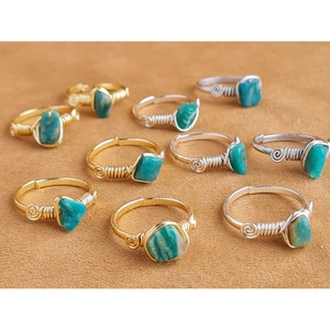 Trendy Fashion <b>Rings</b> with Gold and Silver Plating Natural Stone Inlay for Resale Appeal - Product Image 3