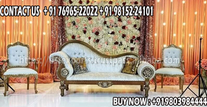 Bollywood boda escenario blanco trono muebles boda novia novio Loveseat y sillas impresionante boda evento blanco sofá conjunto - Product Image 4