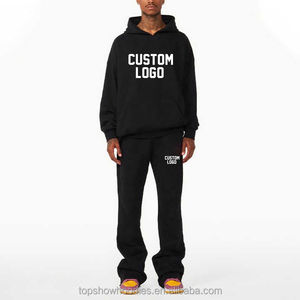 OEM Personnalisé Hommes Plus Hiver Survêtement Épais Chaud Bouffée Imprimé Pull À Capuche Logo Zipper XXL Flare Bas Pantalon En Gros - Product Image 6