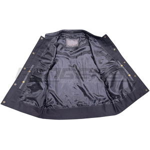 Chaleco de motociclista de cuero para hombre con botones dorados Chaleco sin mangas de piel de vaca genuina Chaleco de motocicleta personalizado negro transpirable - Product Image 3