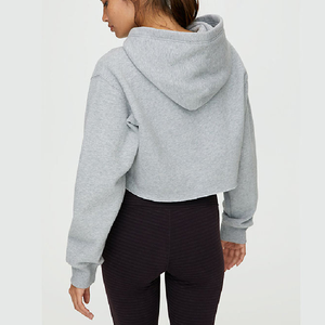 Women Custom Logo Front 3D <b>Foam</b> Print Crop Oversized Hoodies Knitted Cotton Terry High Quality Heavyweight Lined Full Sleeve - Product Image 6
