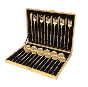 Juego de cubiertos dorados y delgados de lujo, cubiertos chapados en oro y espejo brillante, Decoración de mesa para eventos de boda, conjunto de cubiertos de acero inoxidable - Product Image 6