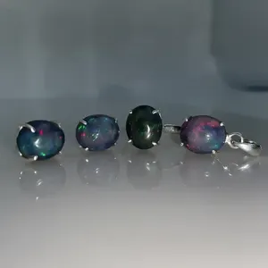 Conjunto de Pendientes y Anillo con Zirconia Natural Multicolor de Etiopía, Corte Ovalado, Certificado, Aleación de Alta Calidad, Chapado en Oro, Estilo Vintage - Product Image 5