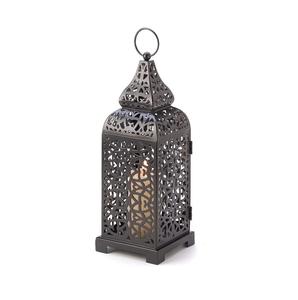 Handcrafted Moroccan Floor Lantern for Indoor/Outdoor Home Decor <b>Grey</b>-Coated Table for Bedroom Living Room Wedding - Product Image 2