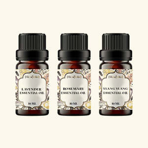 Ensemble d'huiles essentielles pures florales, lot de 3, comprenant du frankincense, du bois de santal, de la menthe, du citron et de la rose pour hydrater et nourrir - Product Image 1