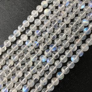 Perles de pierre de lune arc-en-ciel naturelle à 100 % certifiées IGI, qualité AA, lisses, 6-7 mm, effet feu bleu, multi-feu, Vivaaz Gems Jaipur - Product Image 4