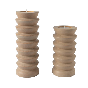 Candelero de madera con acabado marrón para decoración del hogar para Navidad Pascua Hotel y propósito decorativo de mesa - Product Image 6