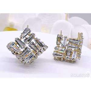 Boucles d'oreilles en cristal écologiques VIKILADY en gros avec placage cuivre et or, bijoux polis brillants - Product Image 1