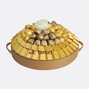 Bandeja de chocolate de aluminio dorado pulido con espejo martillado de la mejor calidad Bandeja de chocolate decorativa con artículos de mesa elegantes a bajo precio - Product Image 6