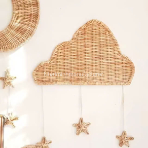 Decoración de Pared de Mimbre para Cuarto de Niños, Tapiz Colgante de Ratán Hecho a Mano, Decoración de Pared Infantil de Color Natural, Tapiz Tejido para Cuarto de Niños - Product Image 3