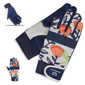 Gants de jardinage en cuir respirant à imprimé floral unisexe DIY Safety Plain Foam Renforcé Palm Touch Screen Compatibility Outdoor - Product Image 3