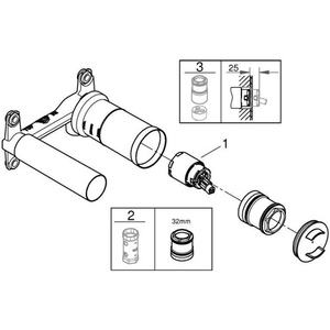 Cuerpo de Instalación Universal Oculto Grohe de 1/2 Pulgada para Grifos de Lavabo de 2 Orificios - Product Image 5