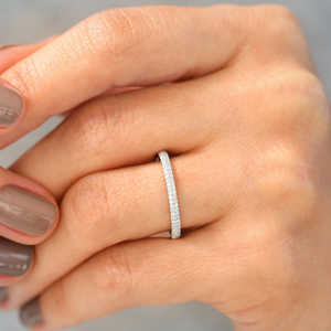 Natural 18K chapado en oro 0.28CTW corte diamante boda banda joyería personalizada para mujeres estilo de lujo Cluster Pave ajuste IGI - Product Image 5