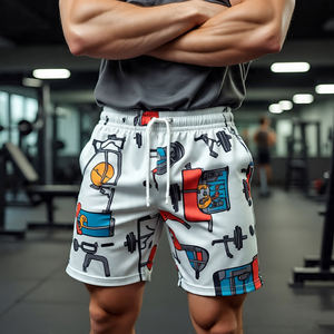 กางเกงขาสั้นออกกำลังกายแบบซับลิเมชันสำหรับผู้ชายกางเกงออกกำลังกายเอวสูงมีเชือกผูกสำหรับผู้ชาย - Product Image 3