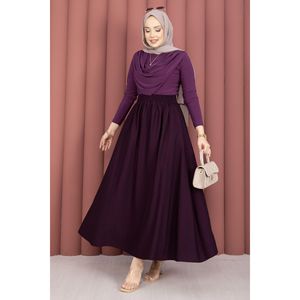 Comfortable Plum Pencil <b>Skirt</b> <b>Elastic</b> Waist Pocket Details Breathable Spandex Denim for Office Ladies for Spring Summer Fall - Product Image 4