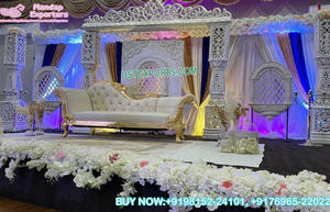 Decoración de Escenario para Boda con Acabado Blanco Elegante, Decoración de Escenario para Recepción de Boda Real, Decoración de Recepción de Boda con Temática del Taj Mahal, Irlanda - Product Image 3