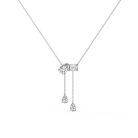 Pendentif chaîne en or rose, or blanc, argent plaqué, avec diamant émeraude poire pour femme, cultivé en laboratoire, certifié IGI, couleur D-E-F, luxe